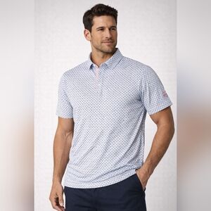 Men’s Golf Polo Blue White Print Medium